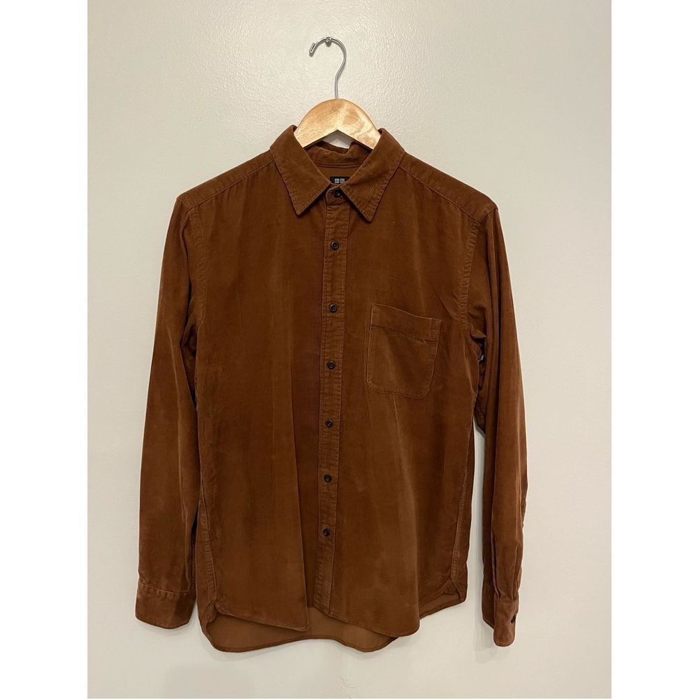 NEW Uniqlo Brown Corduroy Casual Mens Button-Down  Size S
